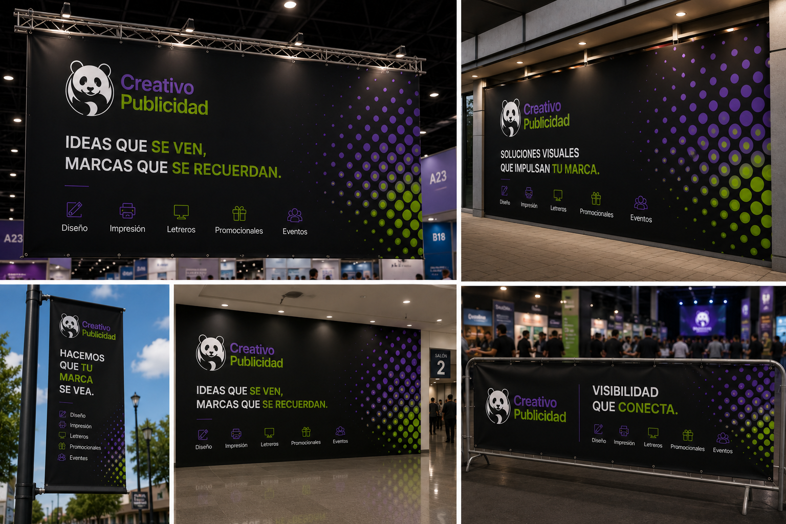 Gráficos de gran formato instalados en stand