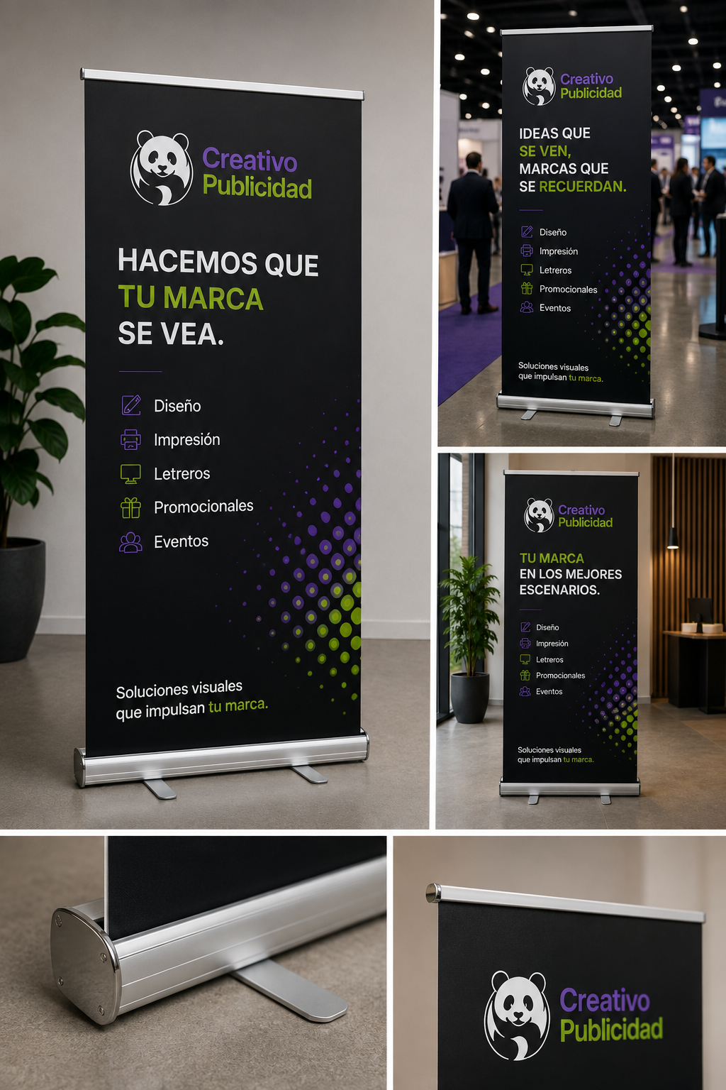 Roll Up instalado en una exposición